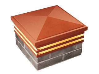 Колпак с подсветкой Zking Bona 385 х 385 с посадкой на 1,5 кирпича красный