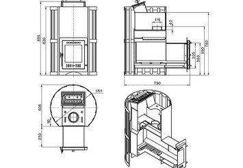 Печь ВЕЗУВИЙ Скиф с закрытой каменкой Ковка (210) 