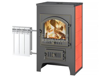 Печь-Камин ВЕЗУВИЙ ПК-01 (205) с плитой и т/о красн. 12 кВт (200 м3) Ø 150 мм 1