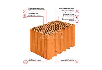 Камень керамический крупноформатный Porotherm 38 Thermo, высокоэффективный 3