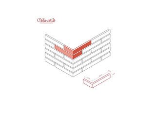 Декоративный камень 382-85 White Hills "Остия Брик" (Ostia Brick), красный, угловой