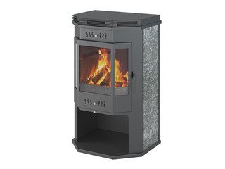 Печь-Камин ASTON 12 кВт (200 м3) Призматик с плитой (Пироксенит Элит)