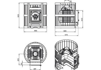 Чугунная печь для бани ЭТНА 18 (ДТ-4) Стандарт б/в 3