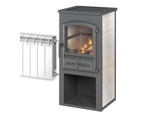 Камин ЭТНА (БКД) с плитой и т/о "Бежевый" Ø115мм