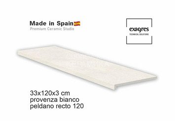 Ступень прямая противоскользящая Peldano recto 120, C3 Exagres Provenza Bianco 3