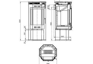 Печь-Камин ASTON 11кВт (180 м3) пристенно-угловой Ø 150мм 4