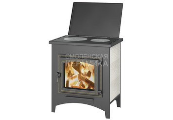 Печь-Камин ВЕЗУВИЙ ПК-04 (240) с плитой бежевый 12 кВт (200 м3) Ø115мм 1