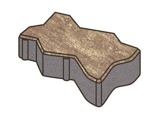 Тротуарная плитка Готика, "Зигзаг/Волна Natur", 100 мм, танго