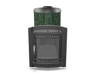 Печь банная "Атмосфера L" в ламелях из натурального камня "Змеевик" наборный