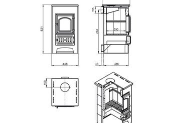 Печь-Камин ВЕЗУВИЙ ПК-01 (270), амфиболит 9 кВт (150 м3) Ø 115 мм 3