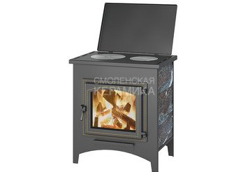 Печь-Камин ВЕЗУВИЙ ПК-04 (240) с плитой, амфиболит 12 кВт (200 м3) Ø115мм 1
