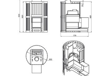 Печь чугунная для бани Везувий Ураган Ковка 22 (271) 3
