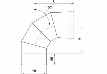 Колено 4 сек. угол 90° (430/0,5 мм) Ф140 2
