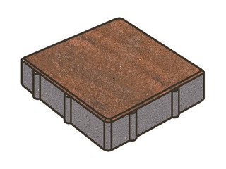 Тротуарная плитка Готика, "Квадрат Natur", 200x200x60 мм, гавана