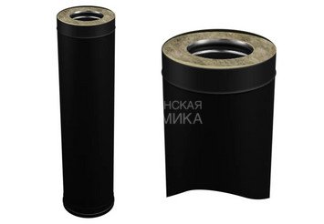 Сэндвич 0,5 м (430/0,8 мм + нерж / эмаль /600° черная) Ф115х200 BLACKSIDE 1