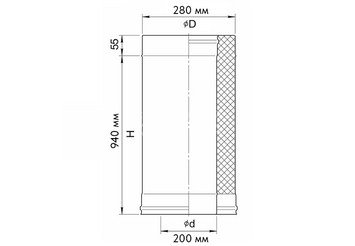Сэндвич 1,0 м (AISI 430/0,5мм + нерж.) Ф200х280, Ferrum GS 30-50 2