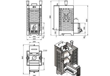 Печь для бани ASTON 20 INOX стекло АКВА 4