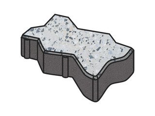 Гранитная тротуарная плитка Готика, Зигзаг/Волна Granite FINO, 60 мм, Грис Парга