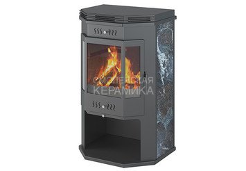 Печь-Камин ASTON 12 кВт (200 м3) Призматик с плитой (Амфиболит) 1