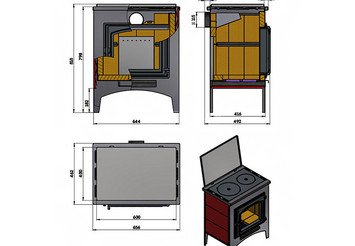Печь-Камин ВЕЗУВИЙ ПК-04 (240) с плитой талькохлорит 12 кВт (200 м3) Ø115мм 3