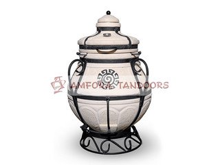 Тандыр керамический Амфора "Аладдин Mini" с откидной крышкой /стойка и подставка в комплекте/