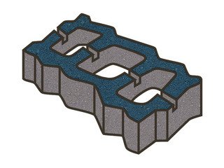 Тротуарная плитка Готика, "Газонная решетка Profi", 80 мм, синий