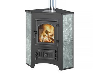 Печь-Камин ВЕЗУВИЙ ПК-01 (220) угловой талькохлорит с конфоркой 9 кВт (150 м3) Ø 115мм