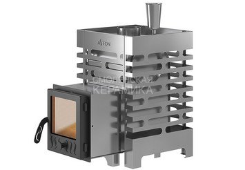 Печь для бани ASTON 12 НЕРЖ. стекло с баком на трубе 50л Ø115 (AISI 439) (круглый) 2