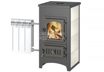 Печь-Камин ВЕЗУВИЙ ПК-01 (270) с плитой и т/о беж. 9 кВт (150 м3) Ø 115 мм 1