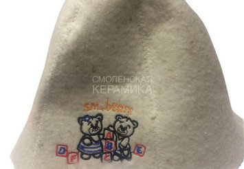 Шапка д/сауны детская, вышивка Маленькие мишки войлок (ЭС) 1