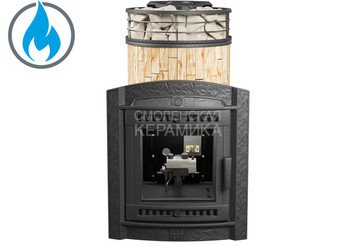 Печь банная «Атмосфера L» Окаменевшее дерево ламель+сетка с газовой горелкой 1