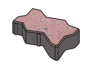 Гранитная тротуарная плитка Готика, Зигзаг/Волна Granite FINO, 60 мм, Травертин