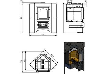 Печь-Камин ВЕЗУВИЙ ПК-01 (220) угловой талькохлорит с конфоркой 9 кВт (150 м3) Ø 115мм 3