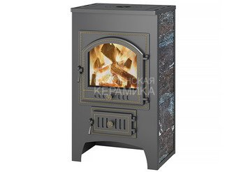 Печь-Камин ВЕЗУВИЙ ПК-01 (205) с плитой, амфиболит 12 кВт (200 м3) Ø 150 мм 1