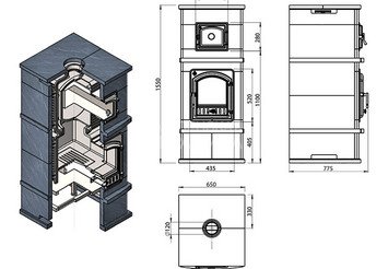 Печь-камин с духовкой EVEREST 