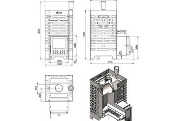 Печь для бани ASTON 16 INOX (ИНОКС) стекло 3