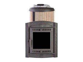 Печь банная "Атмосфера L" в ламелях "Окаменевшее дерево" наборный рисунок