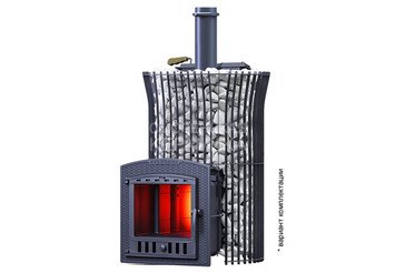 Печь чугунная для бани Технолит AVANGARD ЗК 40 (П2) Ураган в сетке Тюльпан 2