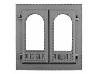 Дверца каминная ДК-6С (500x500x102) 410x410x45, окрашенная, двустворчатая, под стекло (Рубцовск)