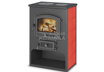 Печь-Камин ВЕЗУВИЙ ПК-03 (224) с плитой красный 12 кВт (200 м3) Ø150мм 1