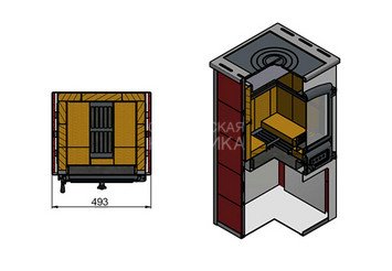 Камин ЭТНА (БКД) с плитой и т/о 