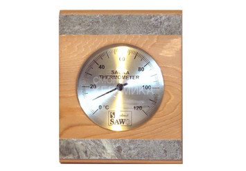 Термометр+гигрометр SAWO прямоугольный со стеклом и вставками из камня 255х155мм, осина 282-THRA 1