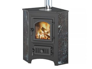 Печь-Камин ВЕЗУВИЙ ПК-01 (220) угловой, амфиболит с конфоркой 9 кВт (150 м3) Ø 115мм