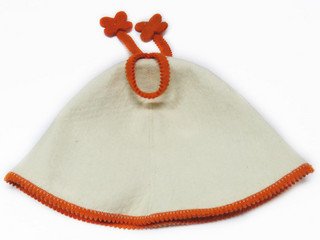 Шапка д/сауны модельная (фетр) С цветками, с цветным кантом (ЭС)