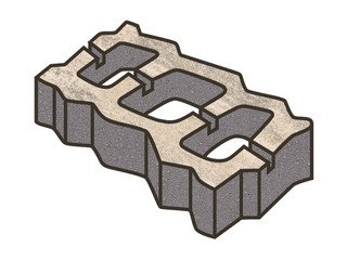 Тротуарная плитка Готика, "Газонная решетка Natur", 80 мм, монохром