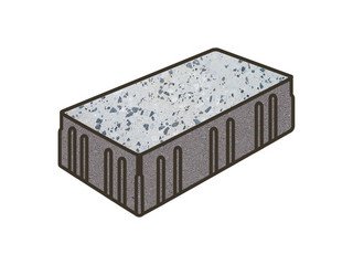Гранитная тротуарная плитка Готика, Скада Granite FINO, 225x150x100, Грис Парга