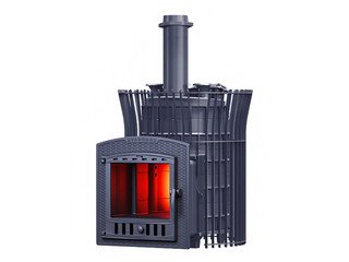 Печь чугунная для бани Технолит AVANGARD ЗК 25 (П2) Ураган в сетке Тюльпан