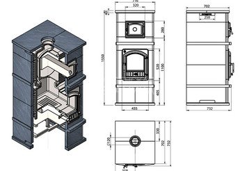 Печь-камин с духовкой EVEREST 