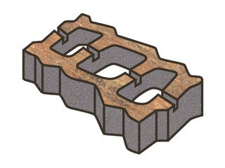 Тротуарная плитка Готика, "Газонная решетка Natur", 80 мм, марс