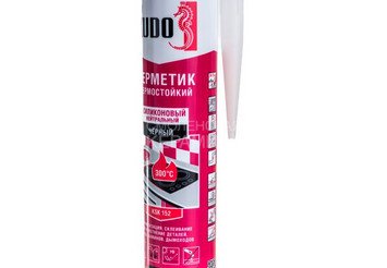Герметик термостойкий силиконовый, черный, KUDO, 280мл (12 шт/уп) 1